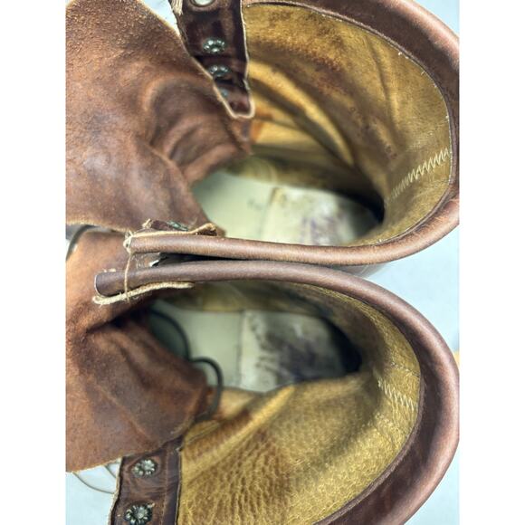 Sz 9 Tony Lama Brown Leather Kiltie Lace Boots Mens Style 7860 READ main image 10
